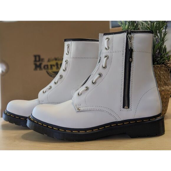 Dr. Martens 1460 Women's Twin Zip White Sendal Leather Combat Boots UK 8 NIB - Picture 5 of 15